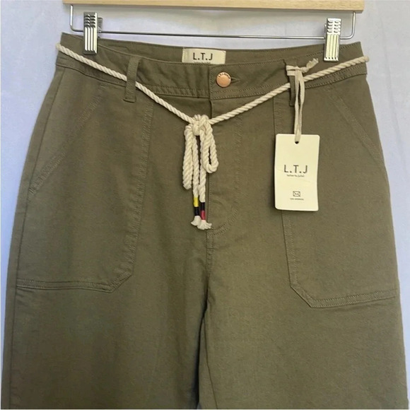Letters to Juliet L.T.J Khaki Green Army Ankle Zipper Cropped Pants NWT Small - Picture 3 of 8